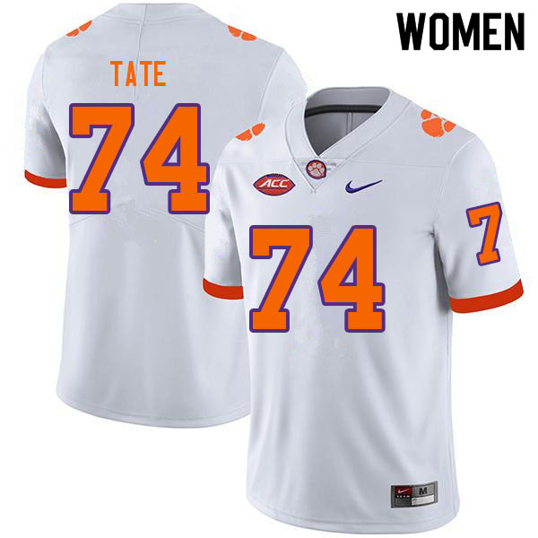Women #74 Marcus Tate Clemson Tigers College Football Jerseys Sale-White - Click Image to Close